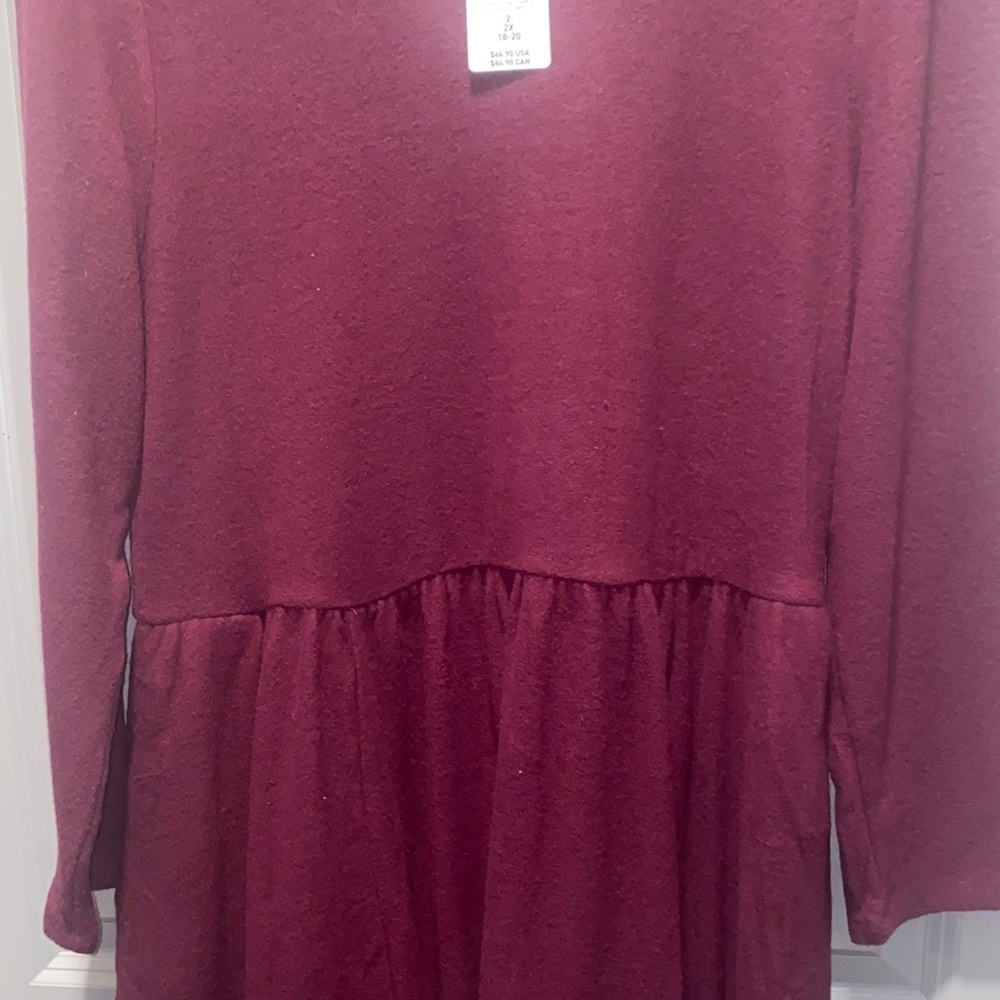 Torrid Burgundy Sweater Dress Long Sleeve Casual Cozy Plus Size 2X NWT - Picture 5 of 8